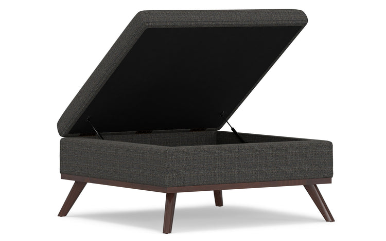 Ebony Tweed Style Fabric | Owen Coffee Table Ottoman with Storage