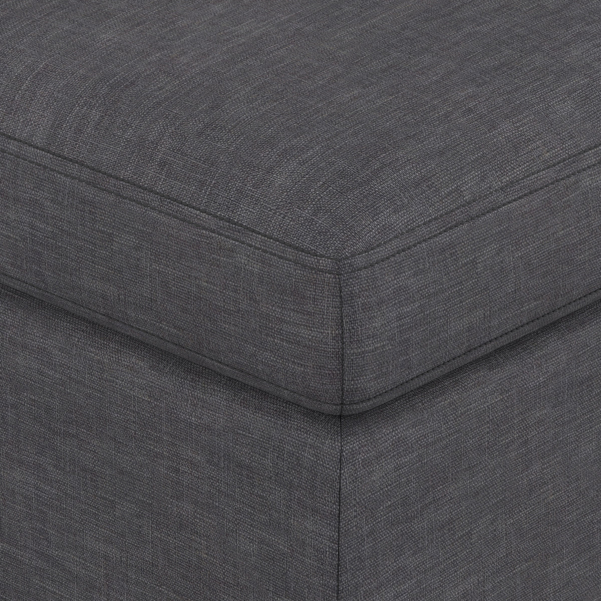 Slate Grey Linen Style Fabric | Owen Medium Square Table Ottoman in Linen