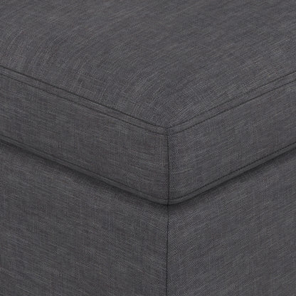 Slate Grey Linen Style Fabric | Owen Medium Square Table Ottoman in Linen