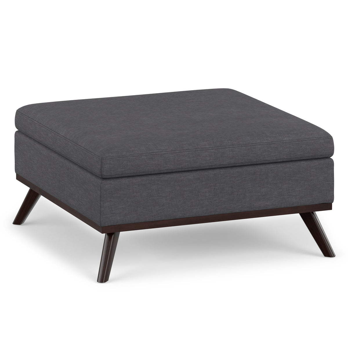 Slate Grey Linen Style Fabric | Owen Medium Square Table Ottoman in Linen