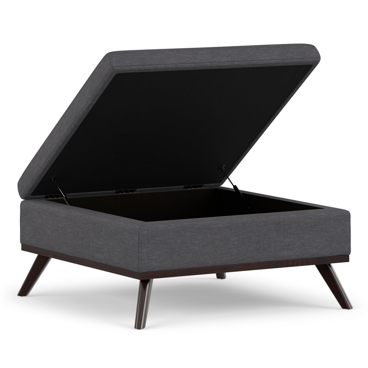 Slate Grey Linen Style Fabric | Owen Medium Square Table Ottoman in Linen