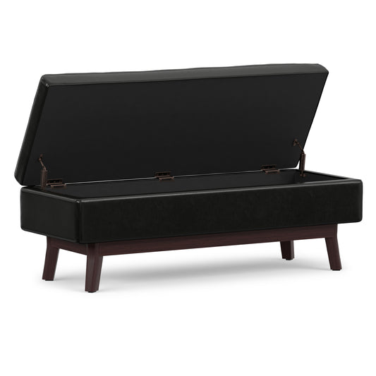 Midnight Black Vegan Leather | Owen Rectangular Table Ottoman in Vegan Leather