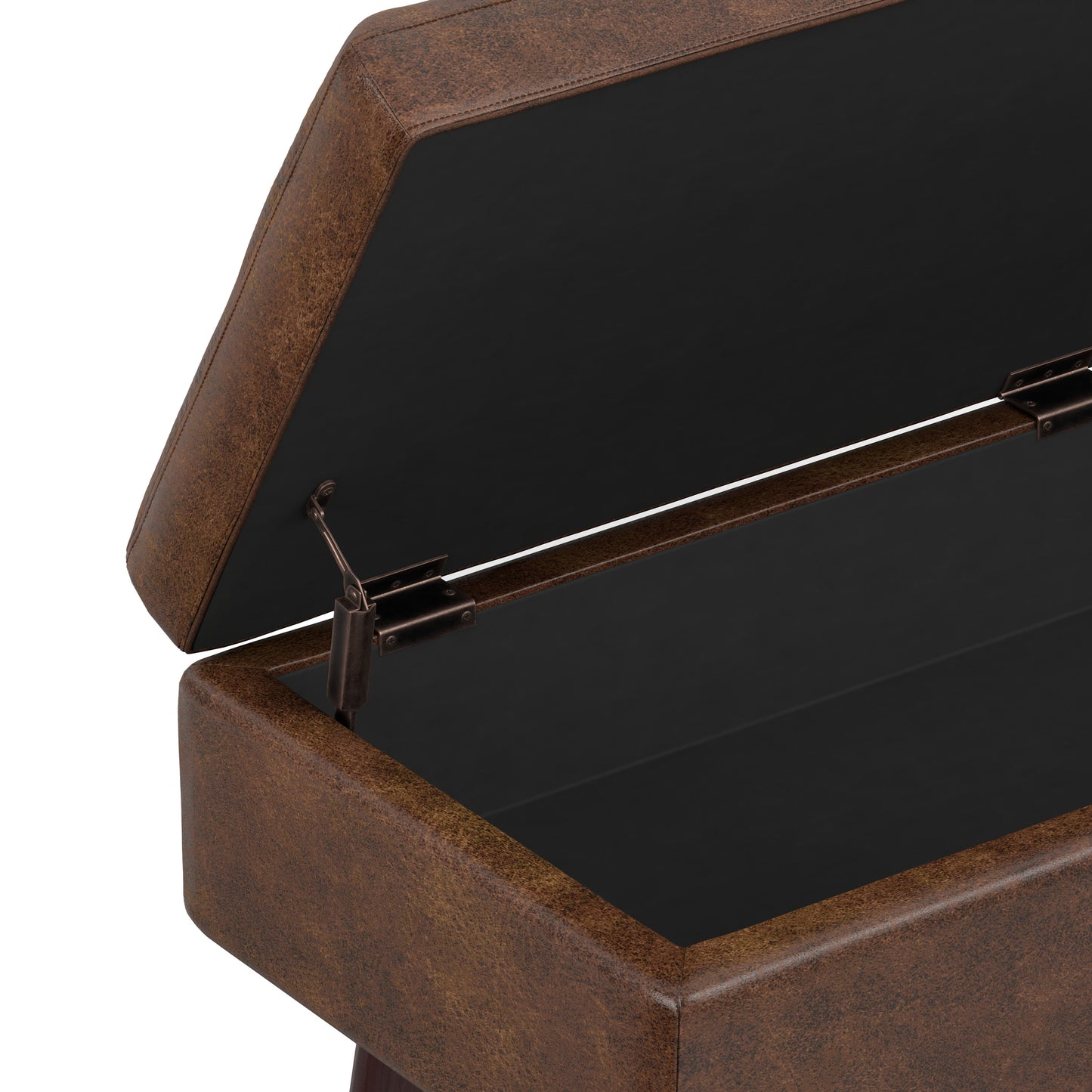 Distressed Chestnut Brown Distressed Vegan Leather | Owen Rectangular Table Ottoman in Distressed Vegan Leather