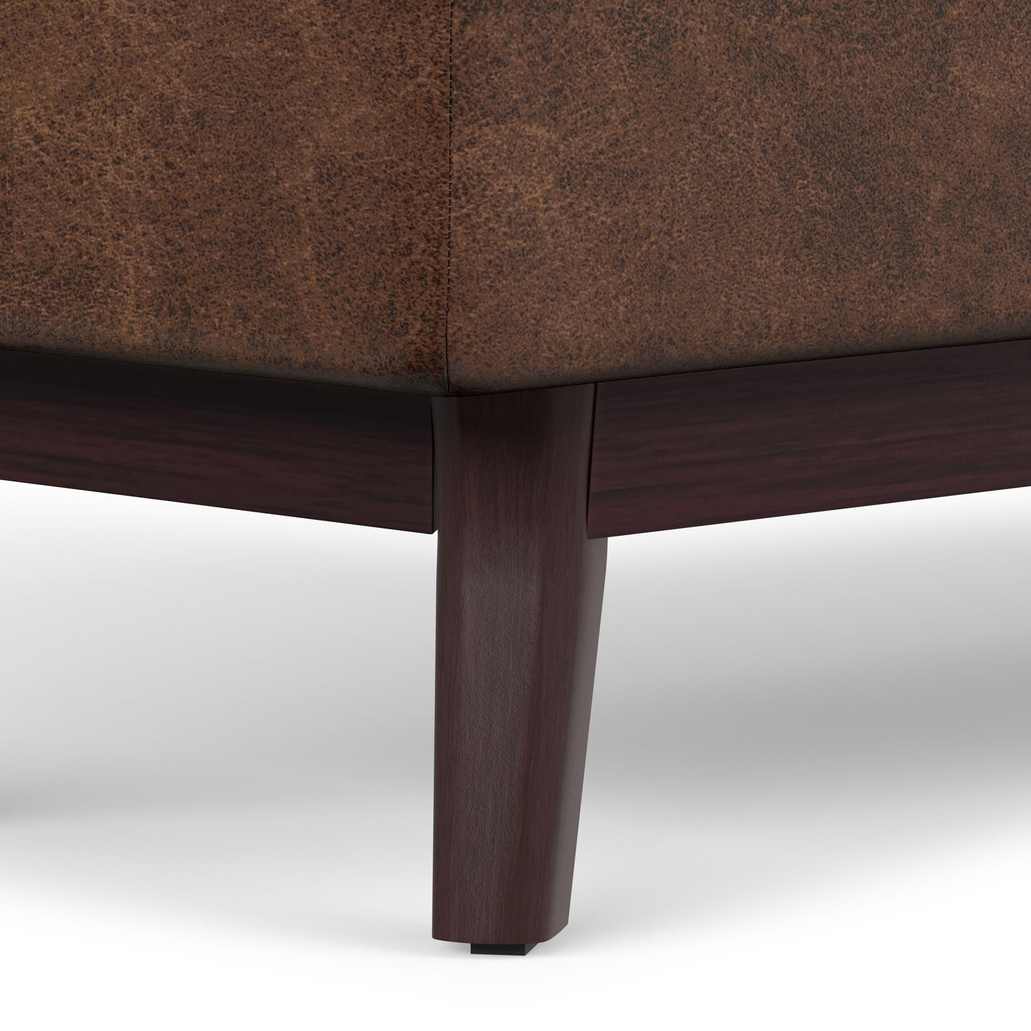 Distressed Chestnut Brown Distressed Vegan Leather | Owen Rectangular Table Ottoman in Distressed Vegan Leather