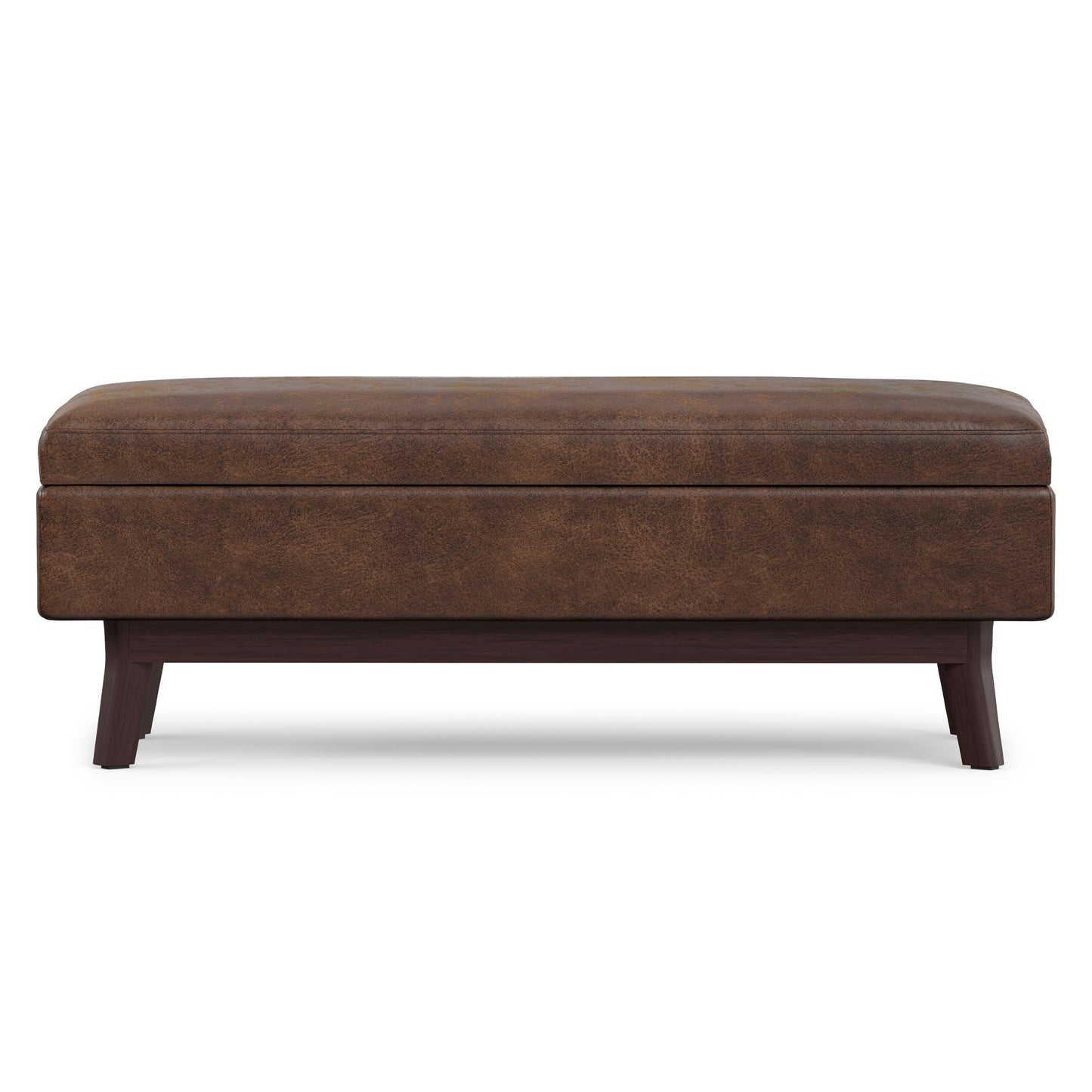 Distressed Chestnut Brown Distressed Vegan Leather | Owen Rectangular Table Ottoman in Distressed Vegan Leather