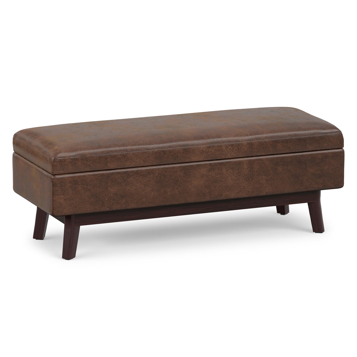 Distressed Chestnut Brown Distressed Vegan Leather | Owen Rectangular Table Ottoman in Distressed Vegan Leather