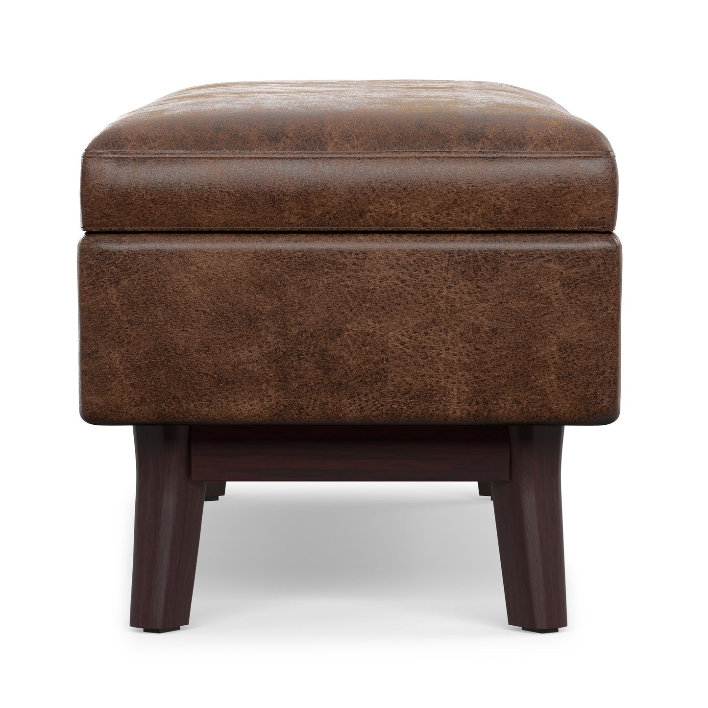 Distressed Chestnut Brown Distressed Vegan Leather | Owen Rectangular Table Ottoman in Distressed Vegan Leather