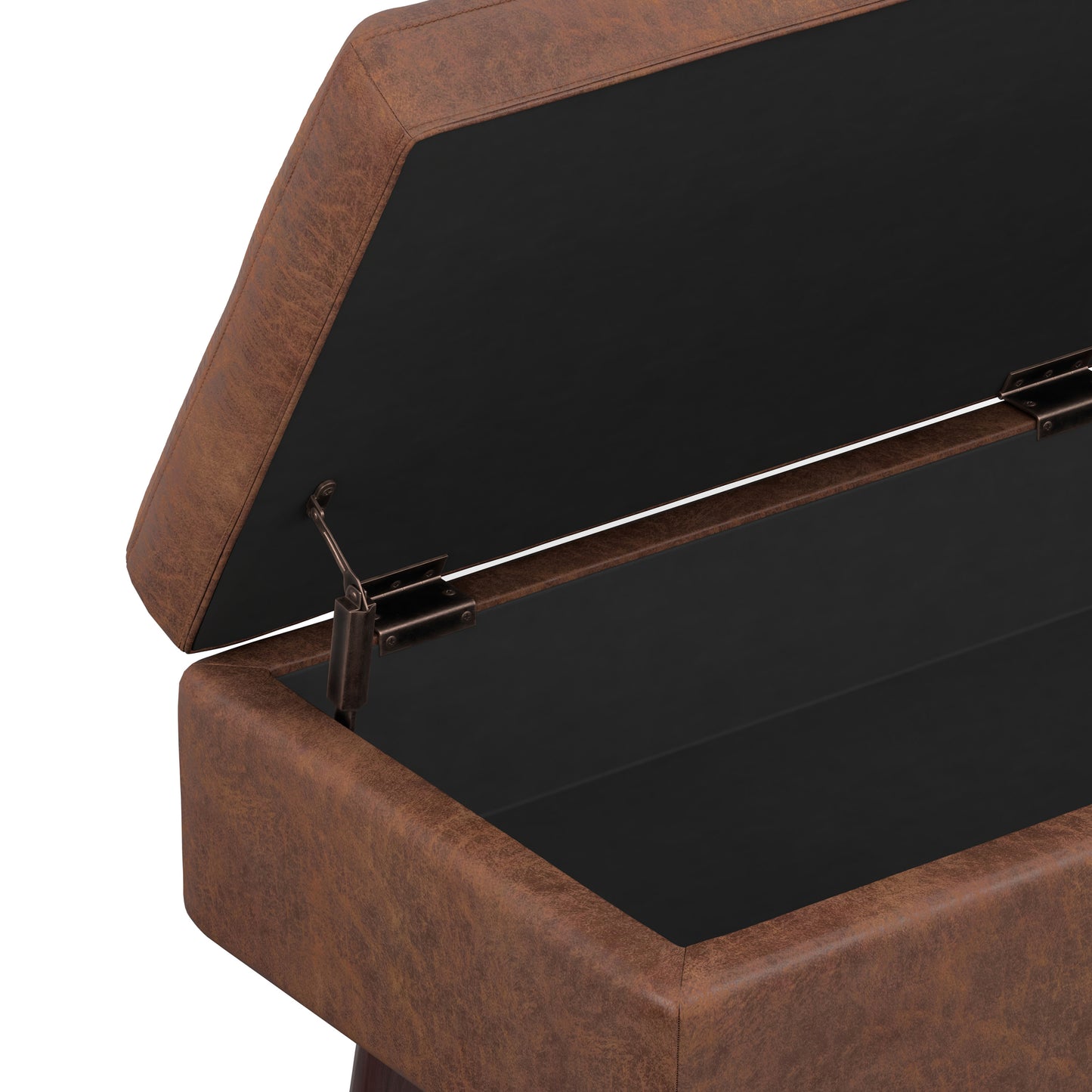 Distressed Saddle Brown Distressed Vegan Leather | Owen Rectangular Table Ottoman in Distressed Vegan Leather