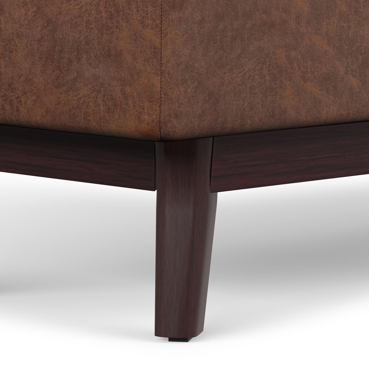 Distressed Saddle Brown Distressed Vegan Leather | Owen Rectangular Table Ottoman in Distressed Vegan Leather