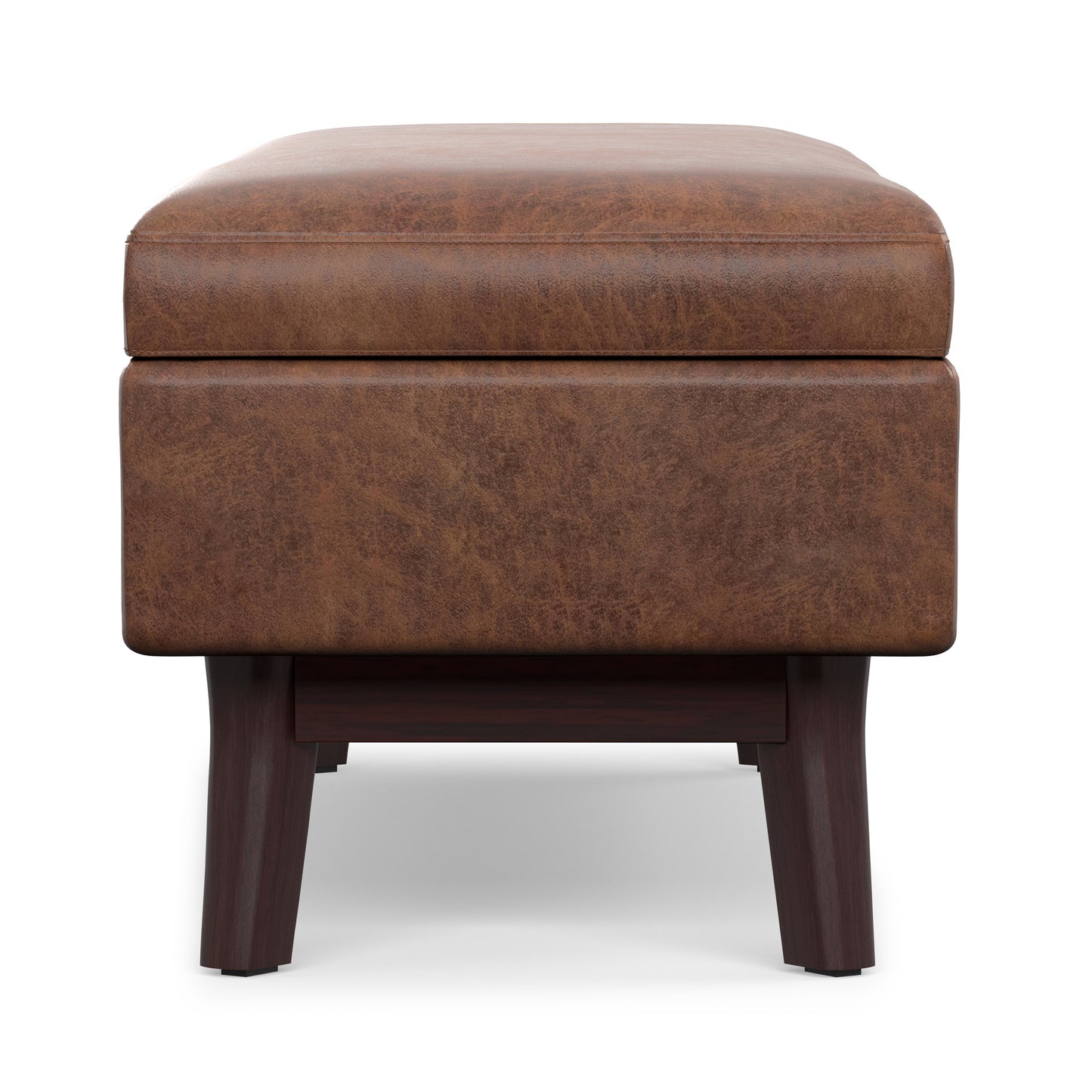 Distressed Saddle Brown Distressed Vegan Leather | Owen Rectangular Table Ottoman in Distressed Vegan Leather