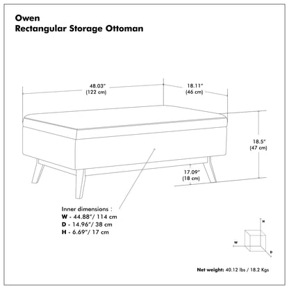 Distressed Grey Taupe Distressed Vegan Leather | Owen Rectangular Table Ottoman in Distressed Vegan Leather