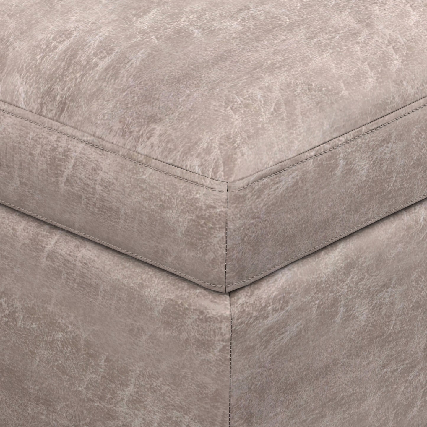Distressed Grey Taupe Distressed Vegan Leather | Owen Rectangular Table Ottoman in Distressed Vegan Leather