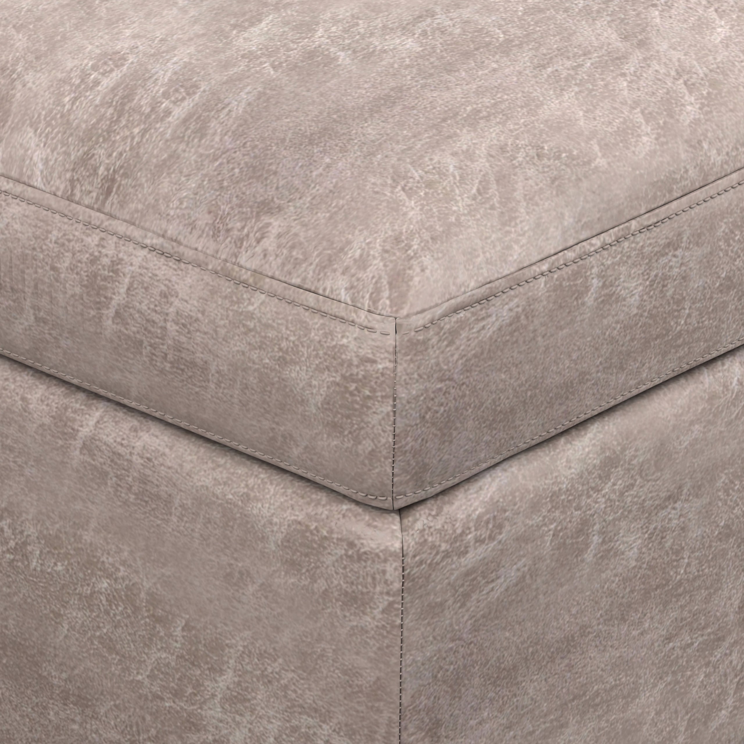 Distressed Grey Taupe Distressed Vegan Leather | Owen Rectangular Table Ottoman in Distressed Vegan Leather