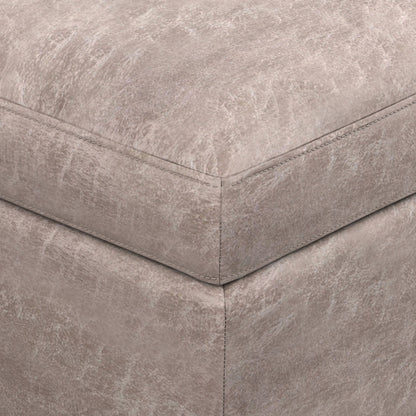 Distressed Grey Taupe Distressed Vegan Leather | Owen Rectangular Table Ottoman in Distressed Vegan Leather