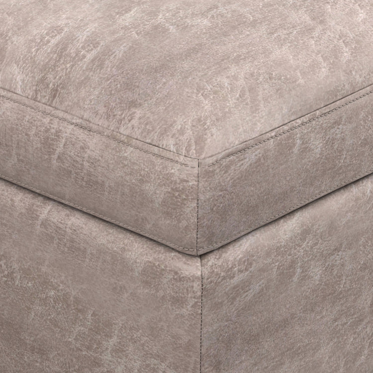 Distressed Grey Taupe Distressed Vegan Leather | Owen Rectangular Table Ottoman in Distressed Vegan Leather