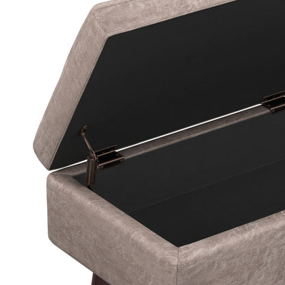 Distressed Grey Taupe Distressed Vegan Leather | Owen Rectangular Table Ottoman in Distressed Vegan Leather