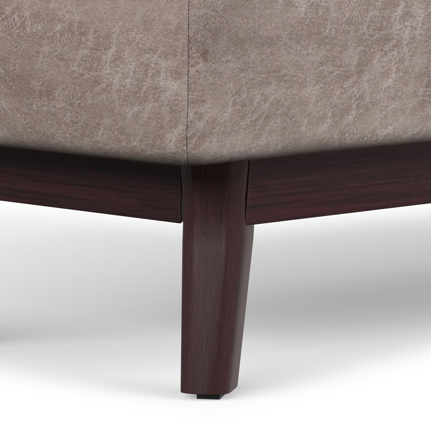 Distressed Grey Taupe Distressed Vegan Leather | Owen Rectangular Table Ottoman in Distressed Vegan Leather