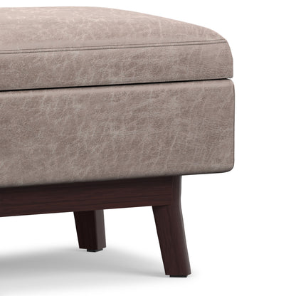 Distressed Grey Taupe Distressed Vegan Leather | Owen Rectangular Table Ottoman in Distressed Vegan Leather