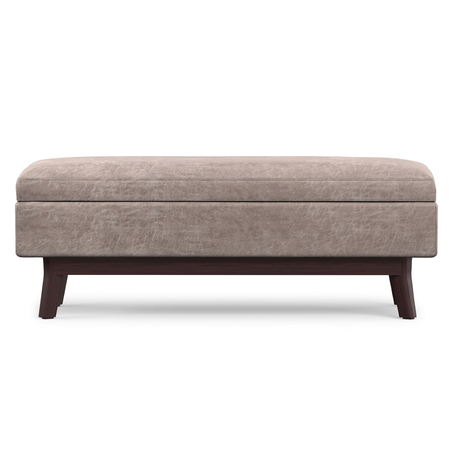 Distressed Grey Taupe Distressed Vegan Leather | Owen Rectangular Table Ottoman in Distressed Vegan Leather