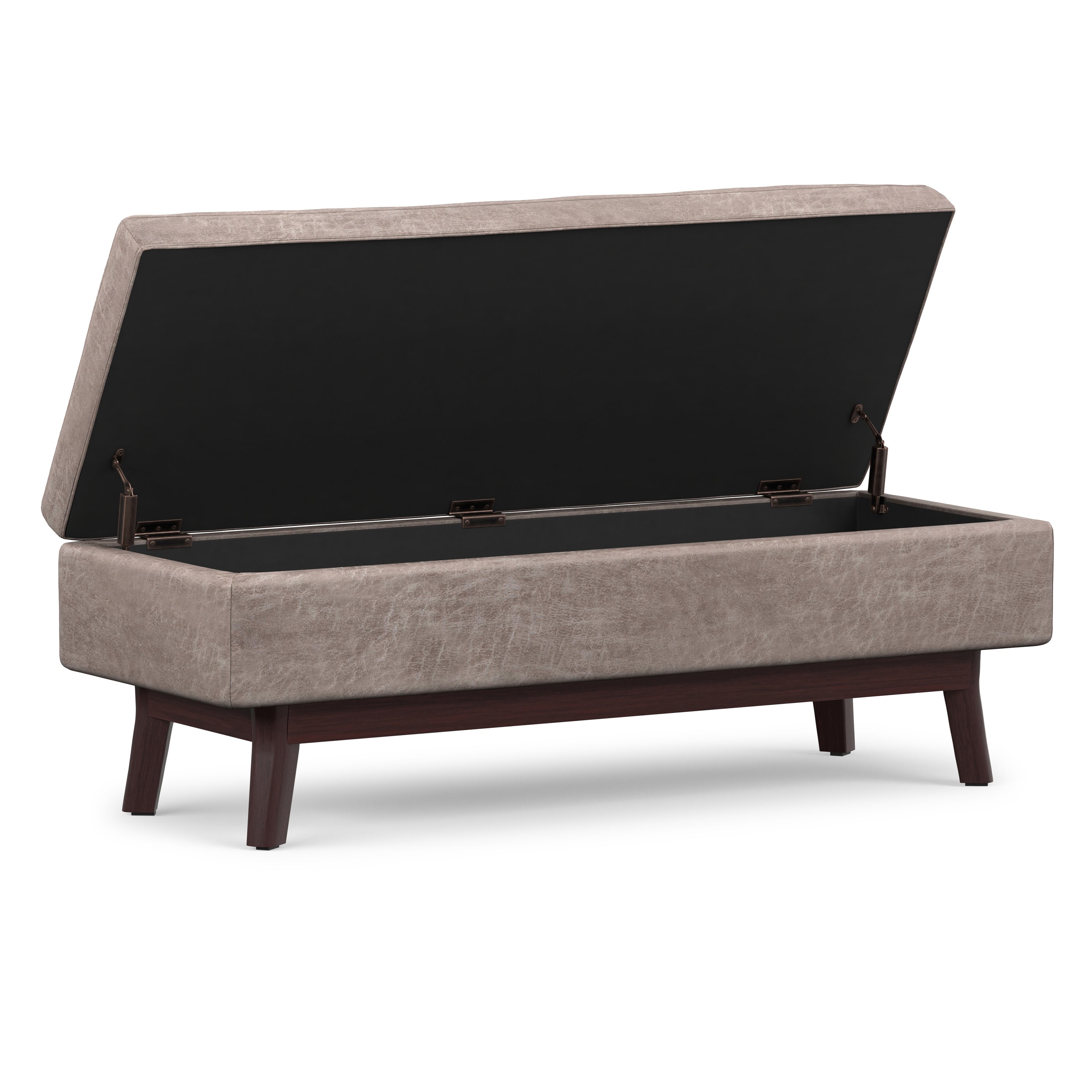Distressed Leather Storage Ottoman | Owen Ottoman – Simpli Home