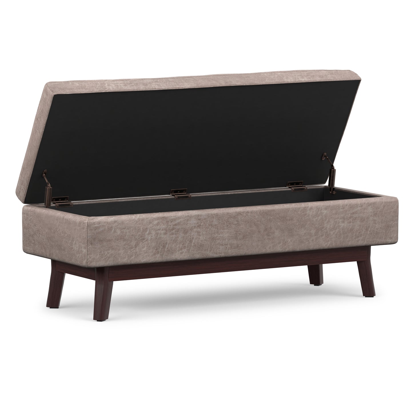 Distressed Grey Taupe Distressed Vegan Leather | Owen Rectangular Table Ottoman in Distressed Vegan Leather