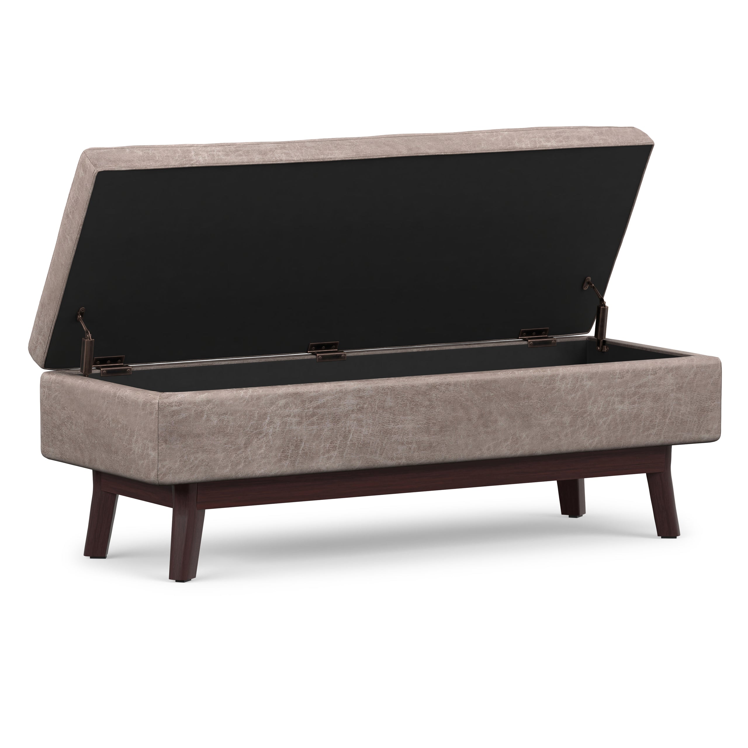 Distressed Grey Taupe Distressed Vegan Leather | Owen Rectangular Table Ottoman in Distressed Vegan Leather