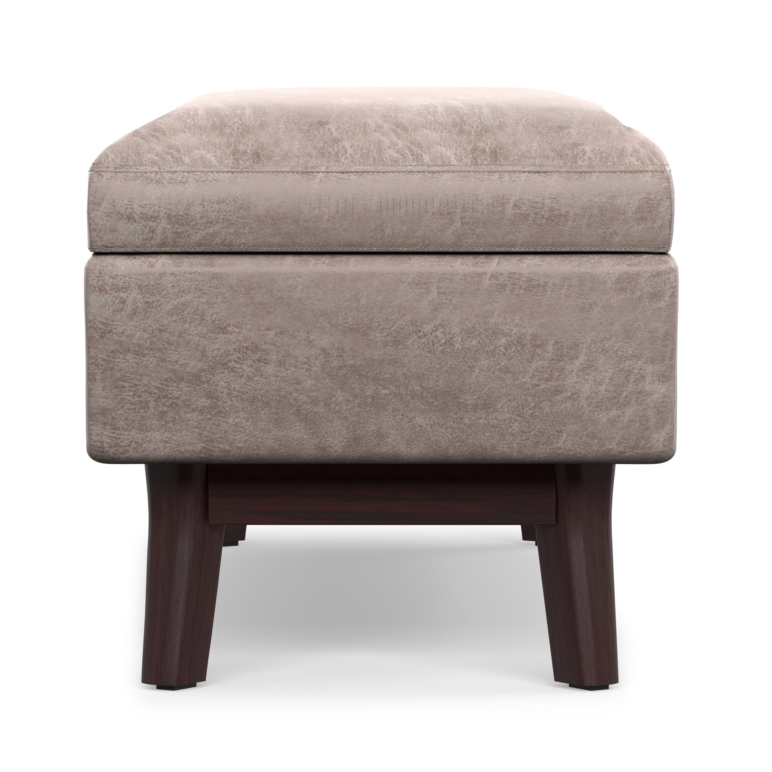 Distressed Grey Taupe Distressed Vegan Leather | Owen Rectangular Table Ottoman in Distressed Vegan Leather