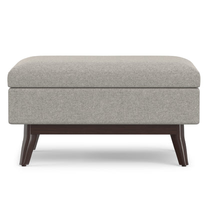Cloud Grey Linen Style Fabric | Owen Small Coffee Table Ottoman in Linen