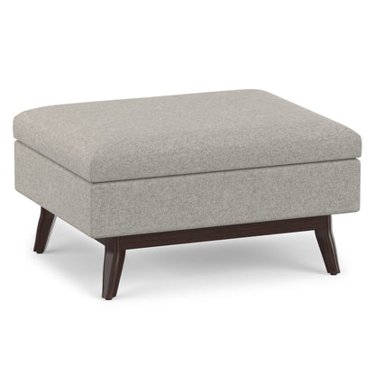 Cloud Grey Linen Style Fabric | Owen Small Coffee Table Ottoman in Linen