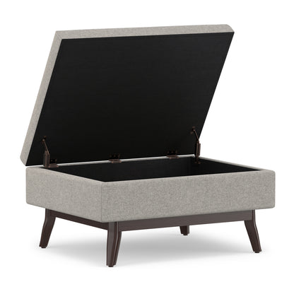 Cloud Grey Linen Style Fabric | Owen Small Coffee Table Ottoman in Linen