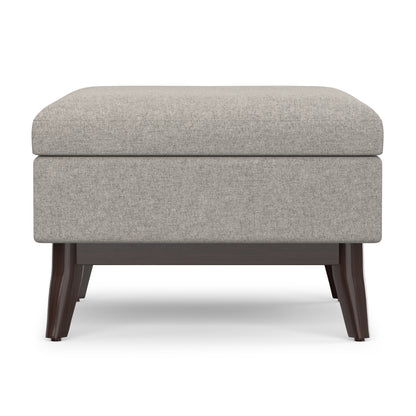 Cloud Grey Linen Style Fabric | Owen Small Coffee Table Ottoman in Linen