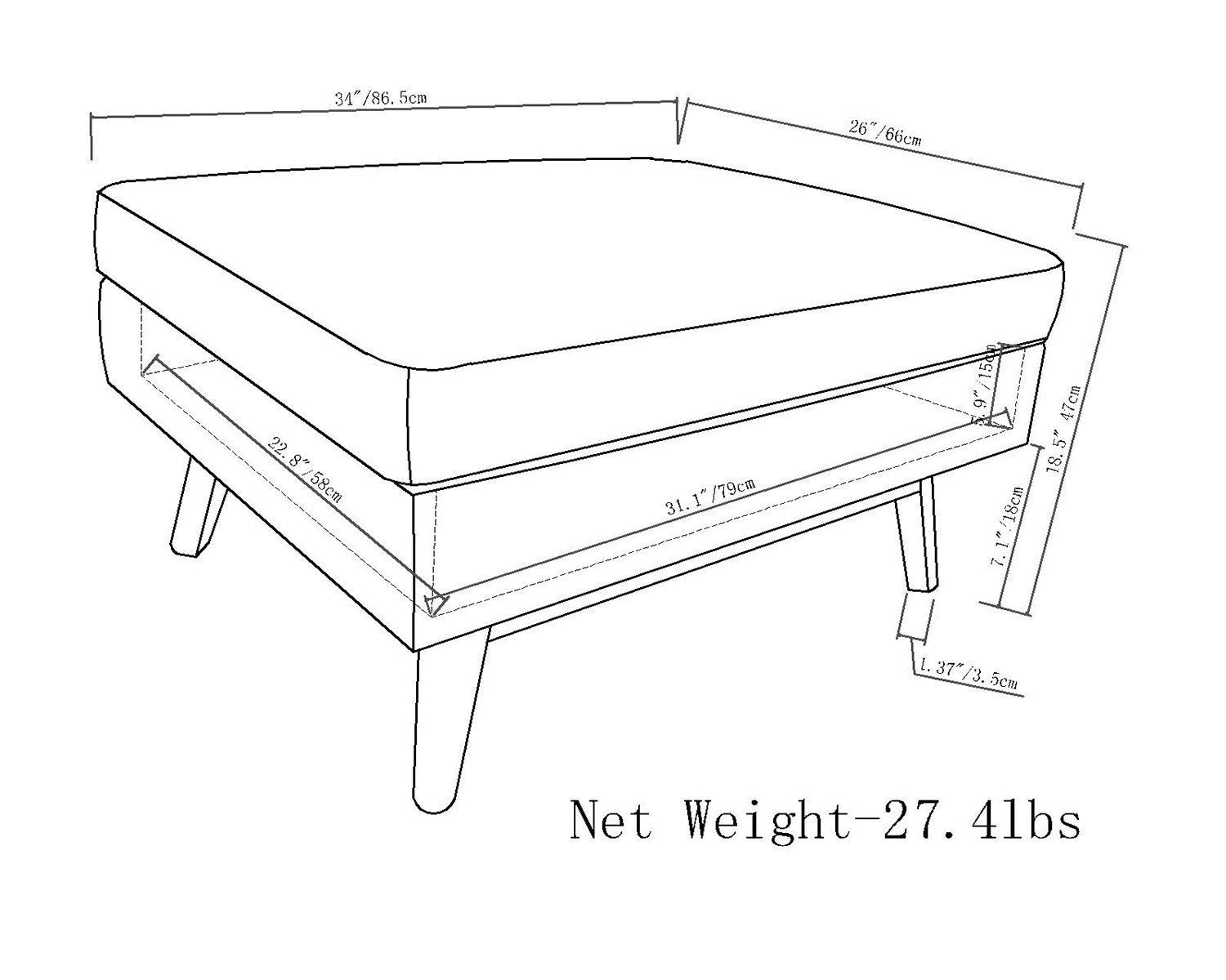 Distressed Black Distressed Vegan Leather | Owen Coffee Table Ottoman with Storage
