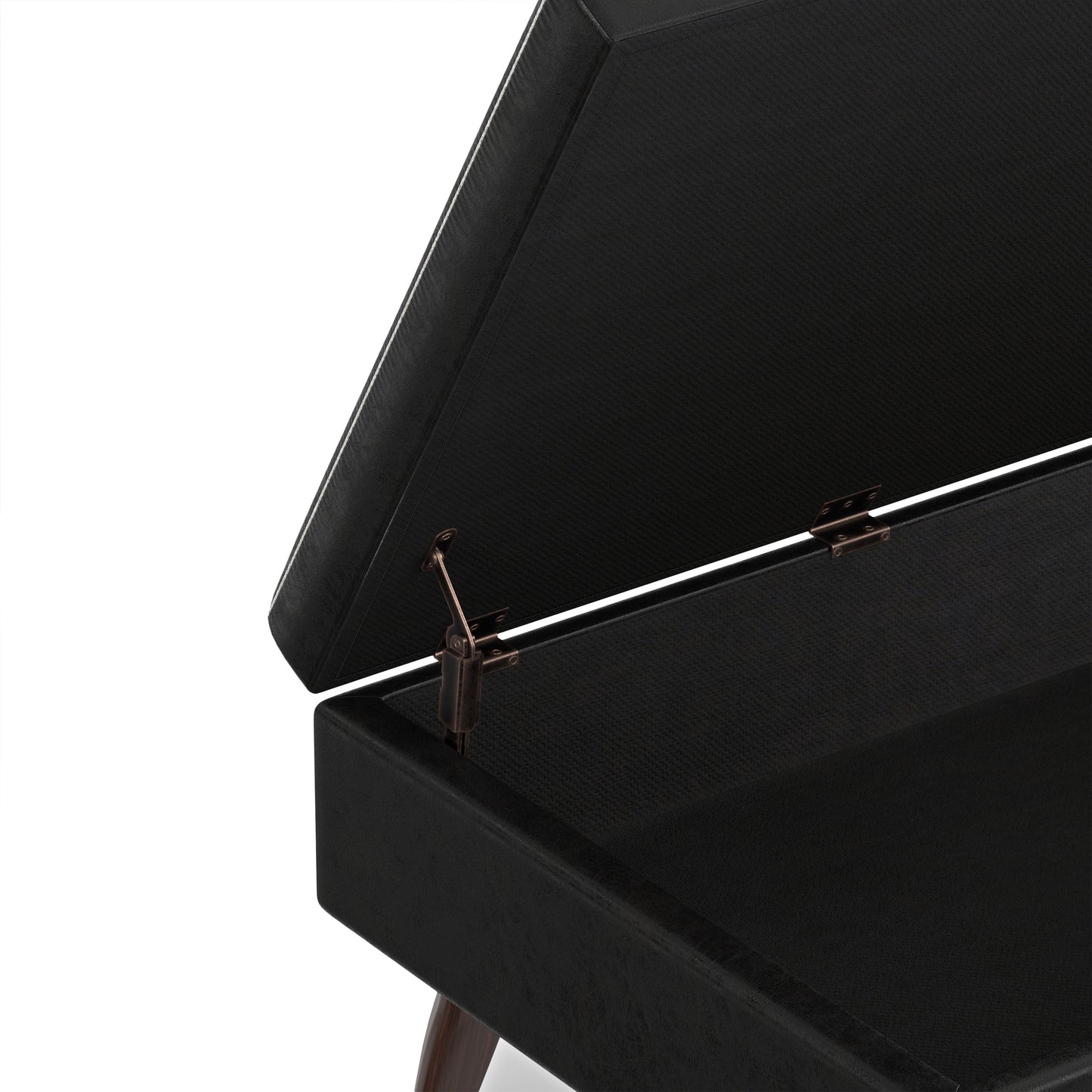 Distressed Black Distressed Vegan Leather | Owen Small Coffee Table Ottoman in Distressed Vegan Leather