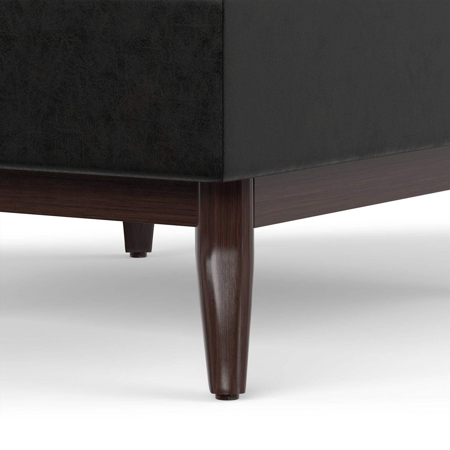 Distressed Black Distressed Vegan Leather | Owen Small Coffee Table Ottoman in Distressed Vegan Leather