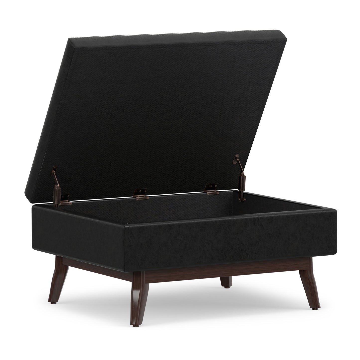 Distressed Black Distressed Vegan Leather | Owen Small Coffee Table Ottoman in Distressed Vegan Leather