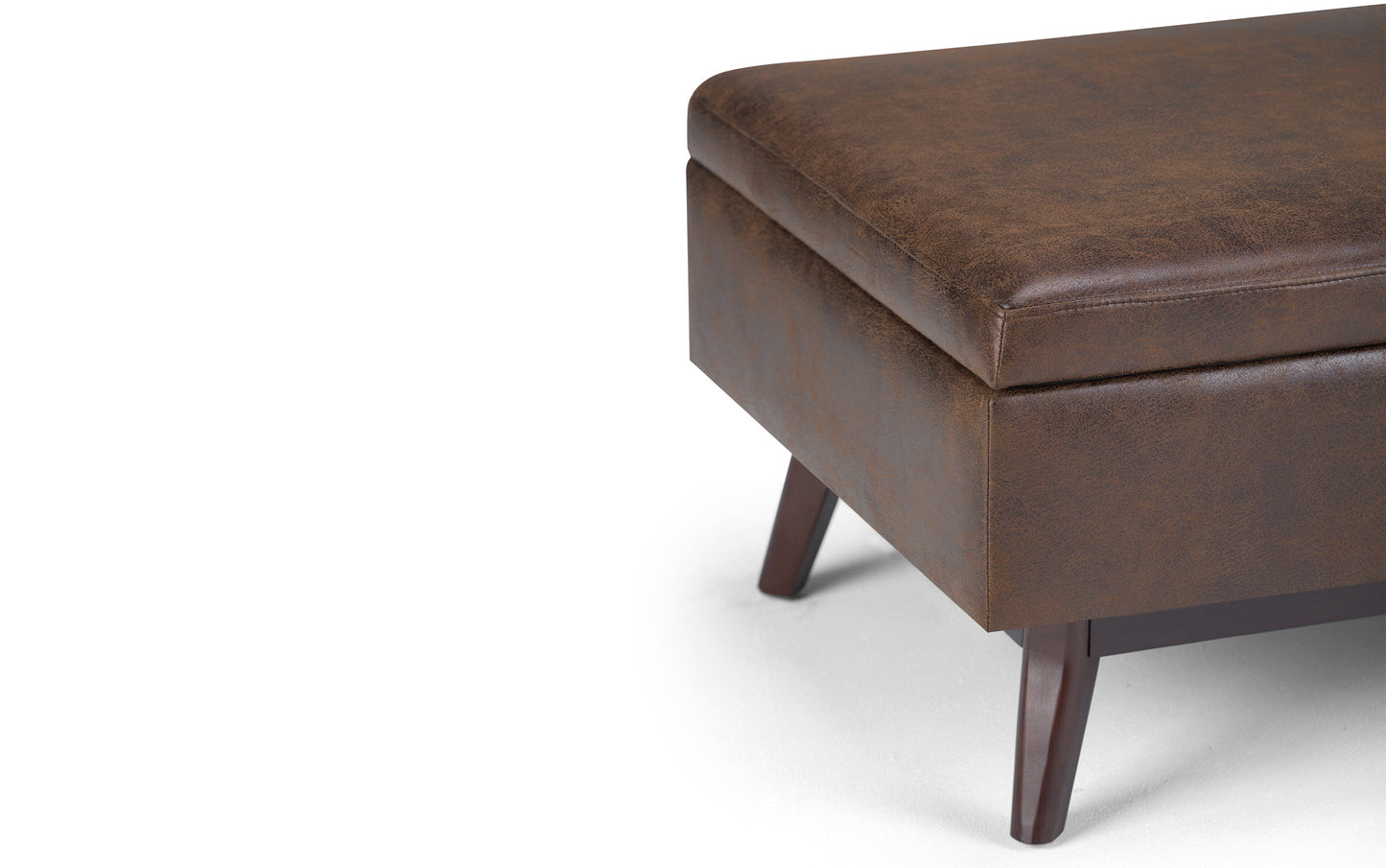 Distressed Chestnut Brown Distressed Vegan Leather | Owen Small Coffee Table Ottoman in Distressed Vegan Leather