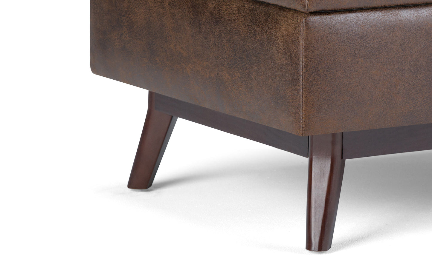 Distressed Chestnut Brown Distressed Vegan Leather | Owen Small Coffee Table Ottoman in Distressed Vegan Leather