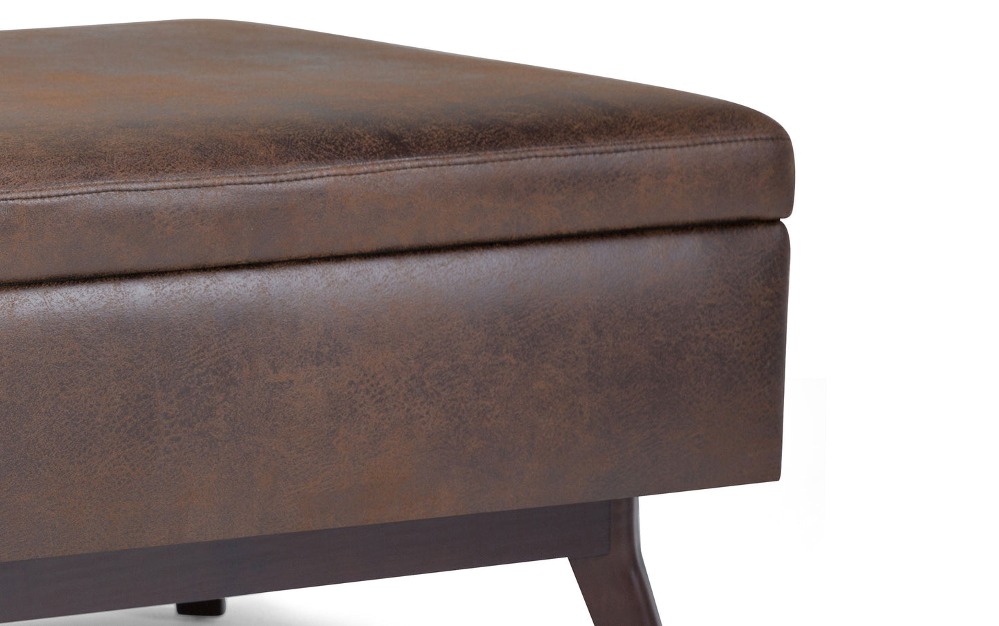 Distressed Chestnut Brown Distressed Vegan Leather | Owen Small Coffee Table Ottoman in Distressed Vegan Leather