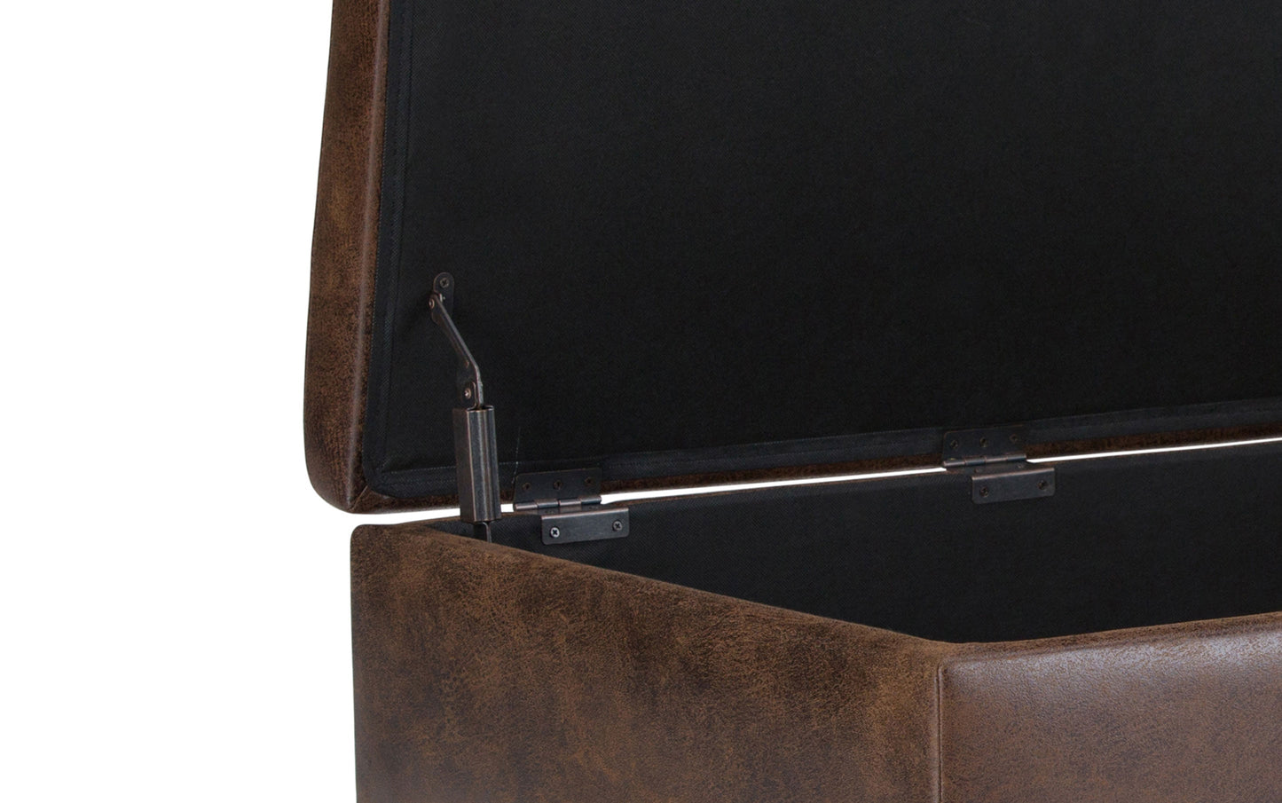 Distressed Chestnut Brown Distressed Vegan Leather | Owen Small Coffee Table Ottoman in Distressed Vegan Leather