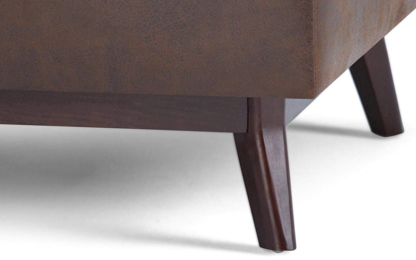 Distressed Chestnut Brown Distressed Vegan Leather | Owen Small Coffee Table Ottoman in Distressed Vegan Leather
