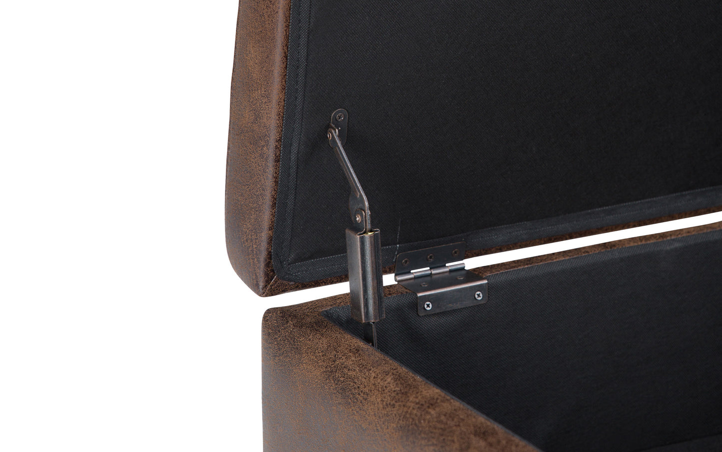 Distressed Chestnut Brown Distressed Vegan Leather | Owen Small Coffee Table Ottoman in Distressed Vegan Leather