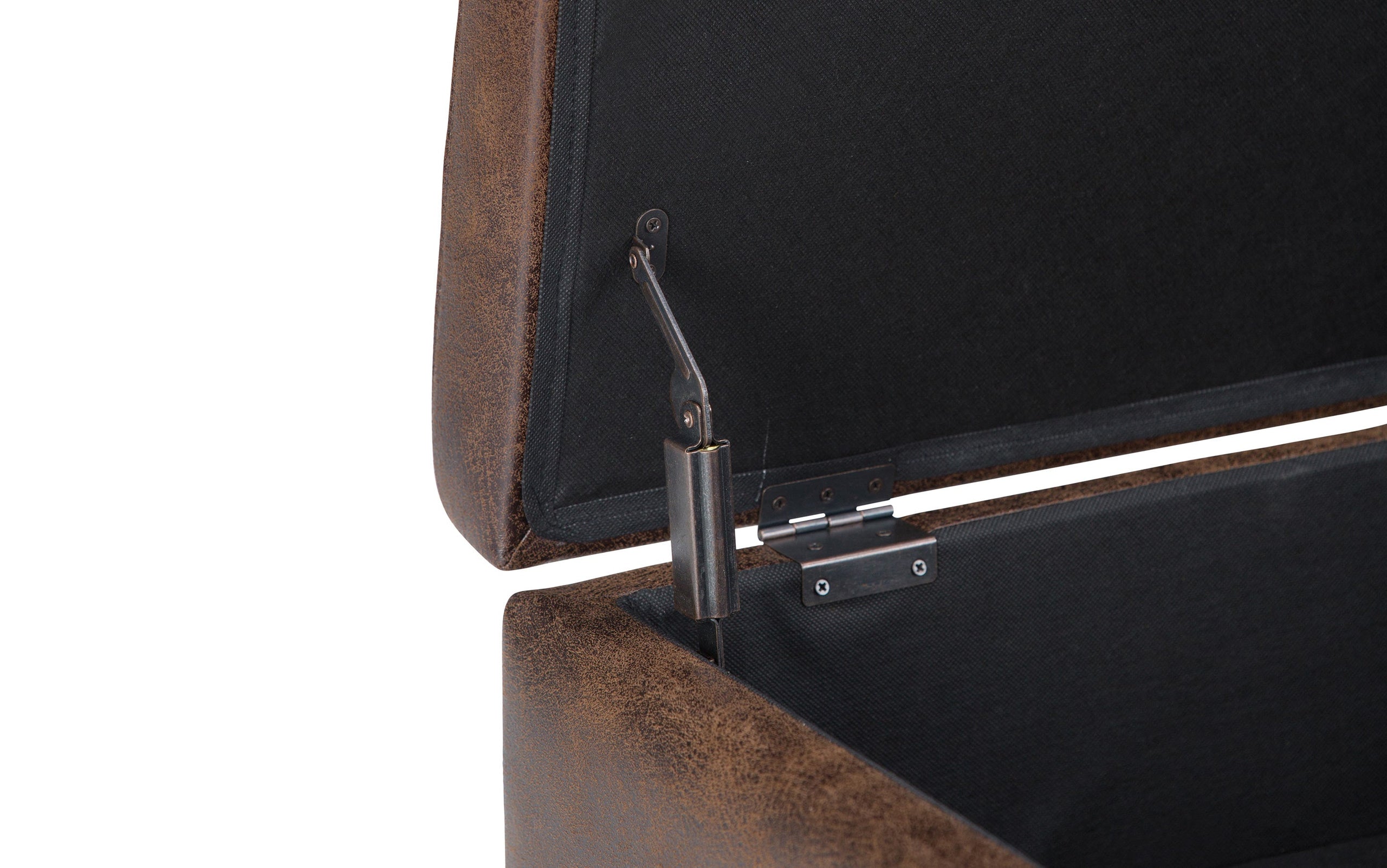 Distressed Chestnut Brown Distressed Vegan Leather | Owen Small Coffee Table Ottoman in Distressed Vegan Leather