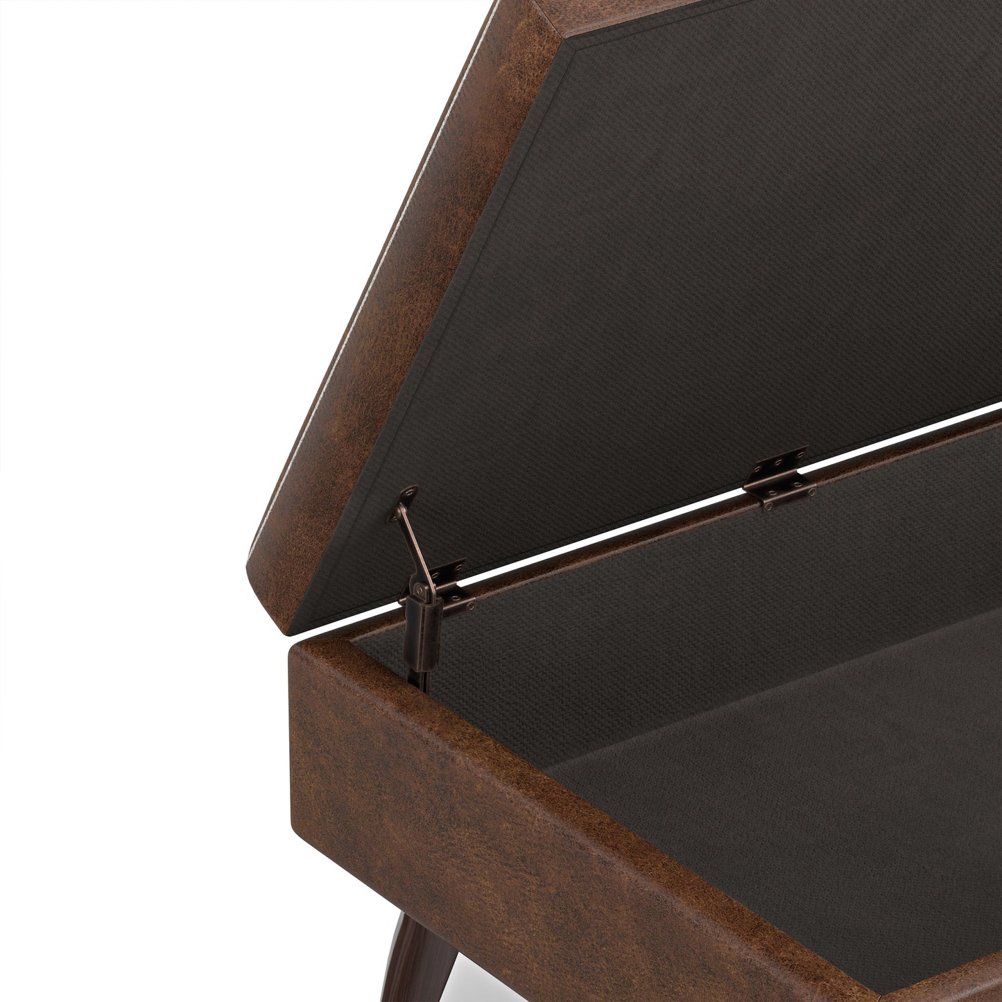 Distressed Chestnut Brown Distressed Vegan Leather | Owen Small Coffee Table Ottoman in Distressed Vegan Leather