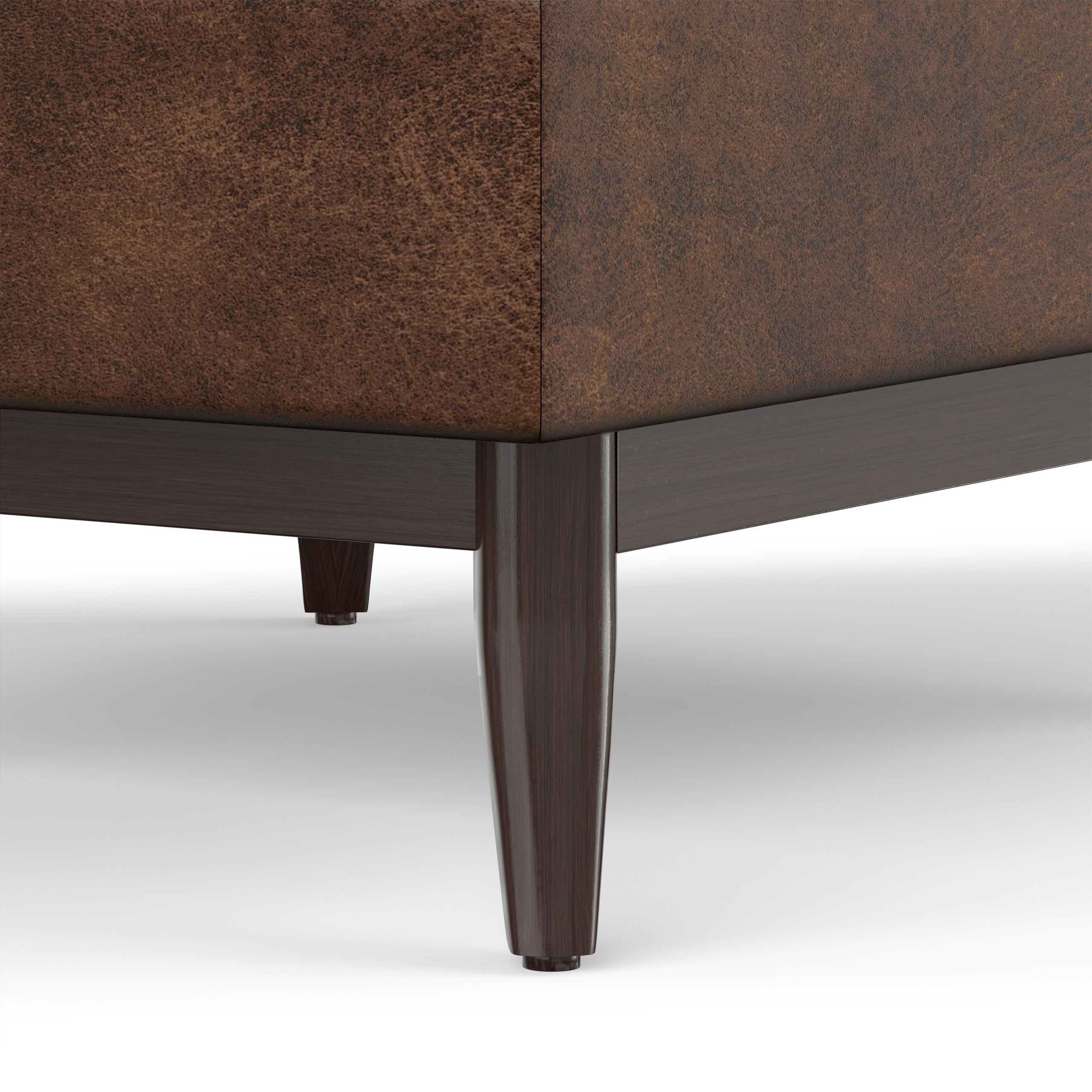 Distressed Chestnut Brown Distressed Vegan Leather | Owen Small Coffee Table Ottoman in Distressed Vegan Leather