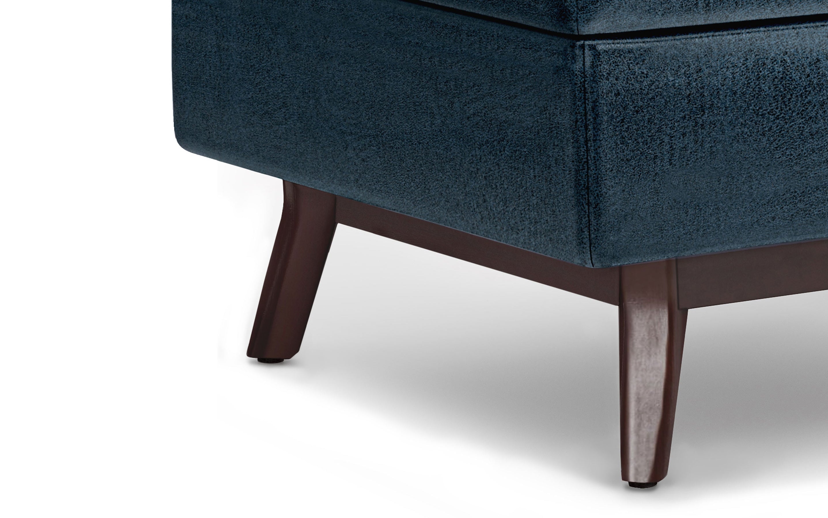 Distressed Dark Blue Distressed Vegan Leather | Owen Small Coffee Table Ottoman in Distressed Vegan Leather