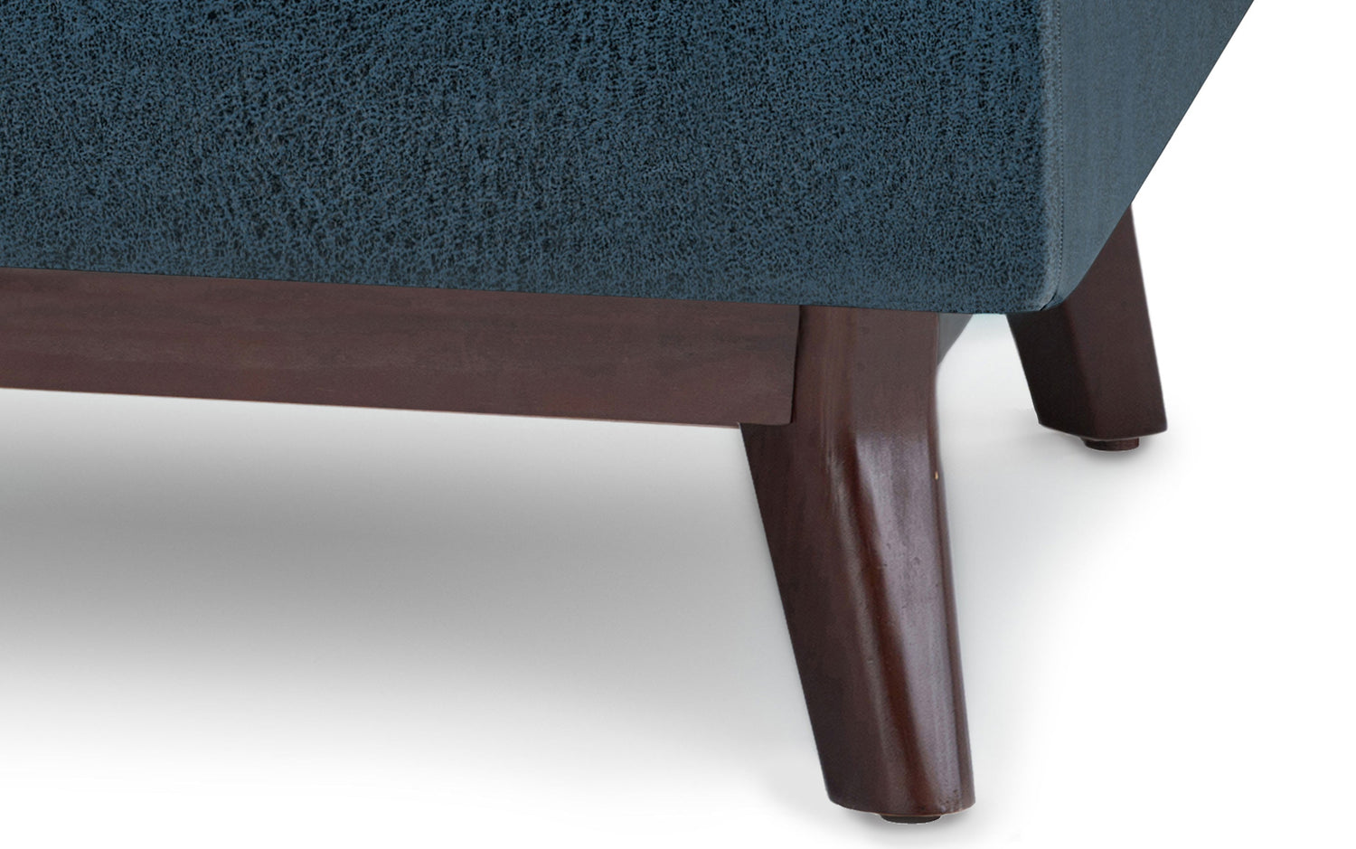 Distressed Dark Blue Distressed Vegan Leather | Owen Small Coffee Table Ottoman in Distressed Vegan Leather