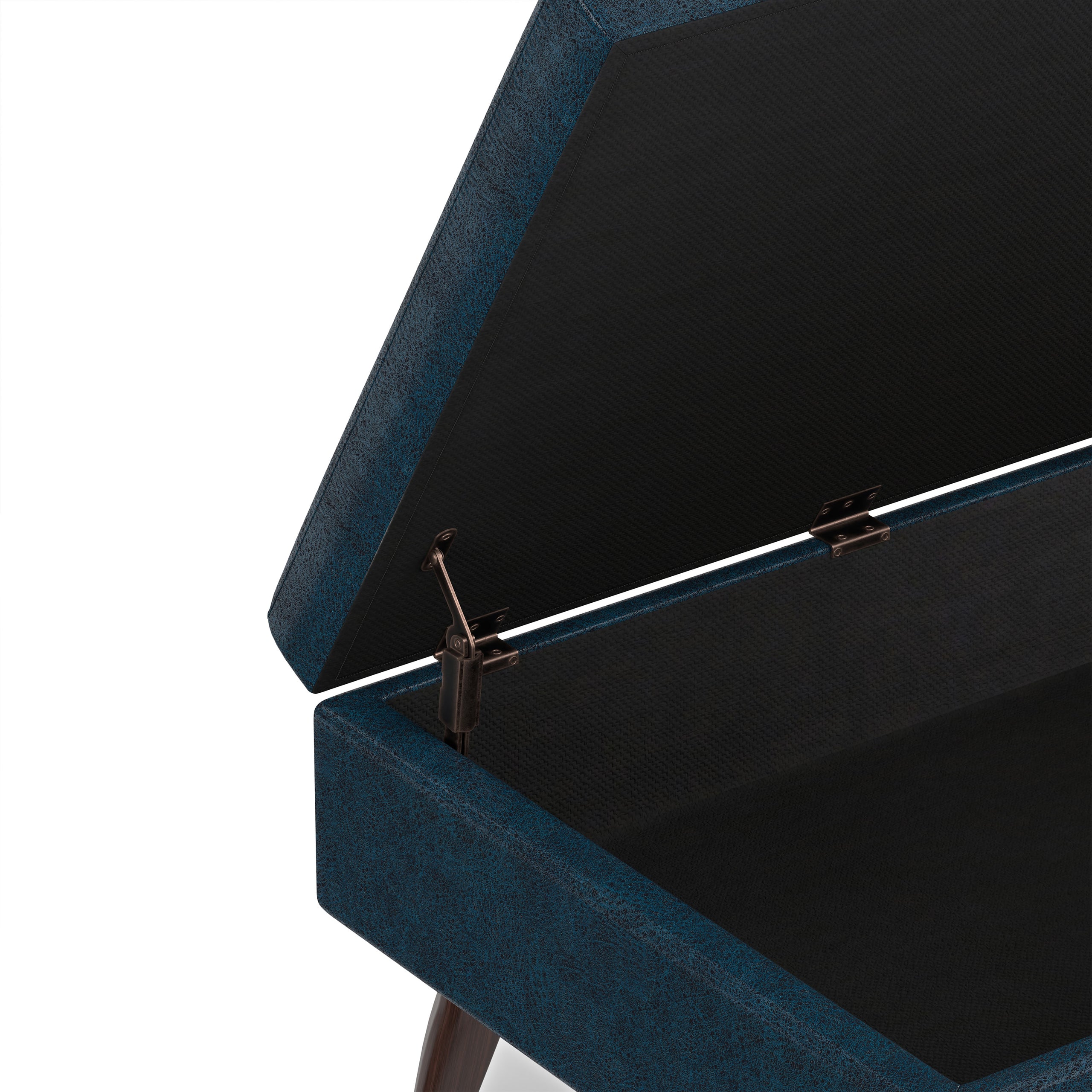 Distressed Dark Blue Distressed Vegan Leather | Owen Small Coffee Table Ottoman in Distressed Vegan Leather