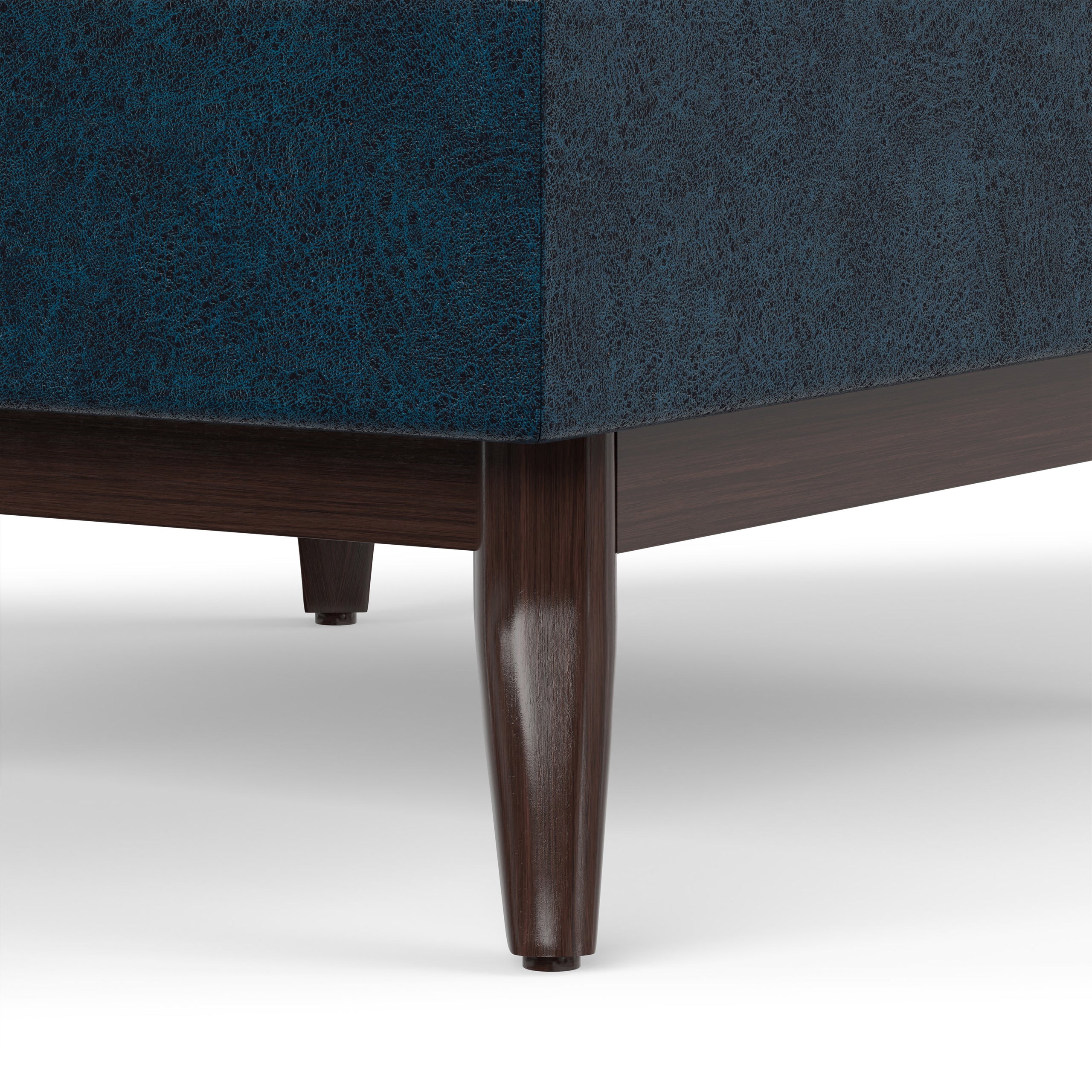 Distressed Dark Blue Distressed Vegan Leather | Owen Small Coffee Table Ottoman in Distressed Vegan Leather