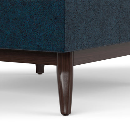 Distressed Dark Blue Distressed Vegan Leather | Owen Small Coffee Table Ottoman in Distressed Vegan Leather