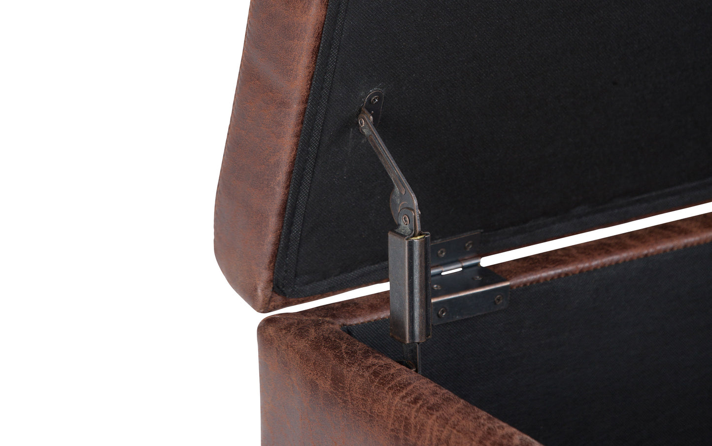 Distressed Saddle Brown Distressed Vegan Leather | Owen Small Coffee Table Ottoman in Distressed Vegan Leather